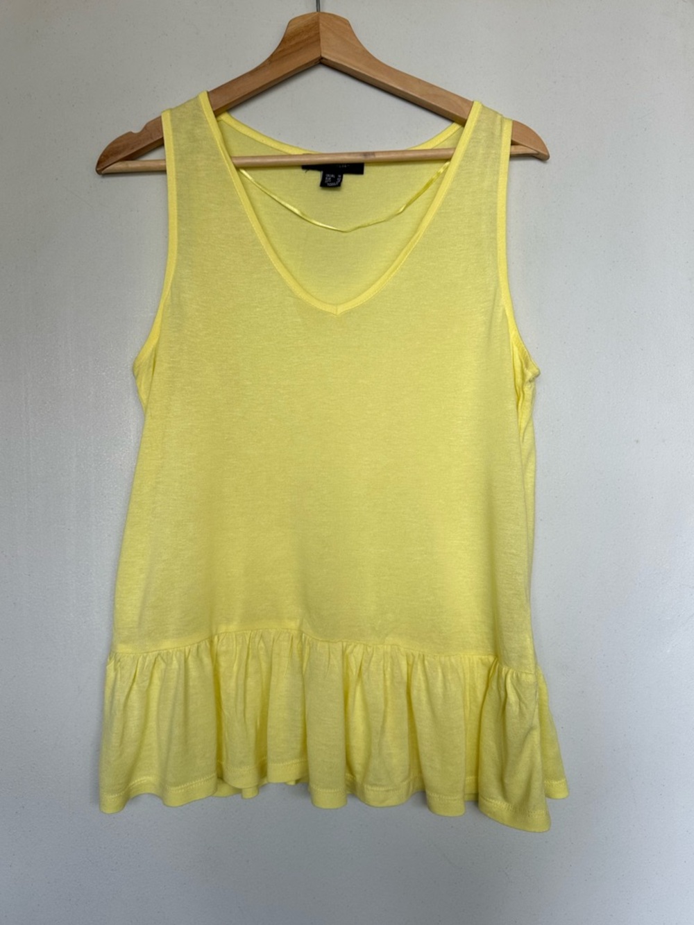 Atmosphere Bright Yellow V-Neck Ruffle Hem Tank